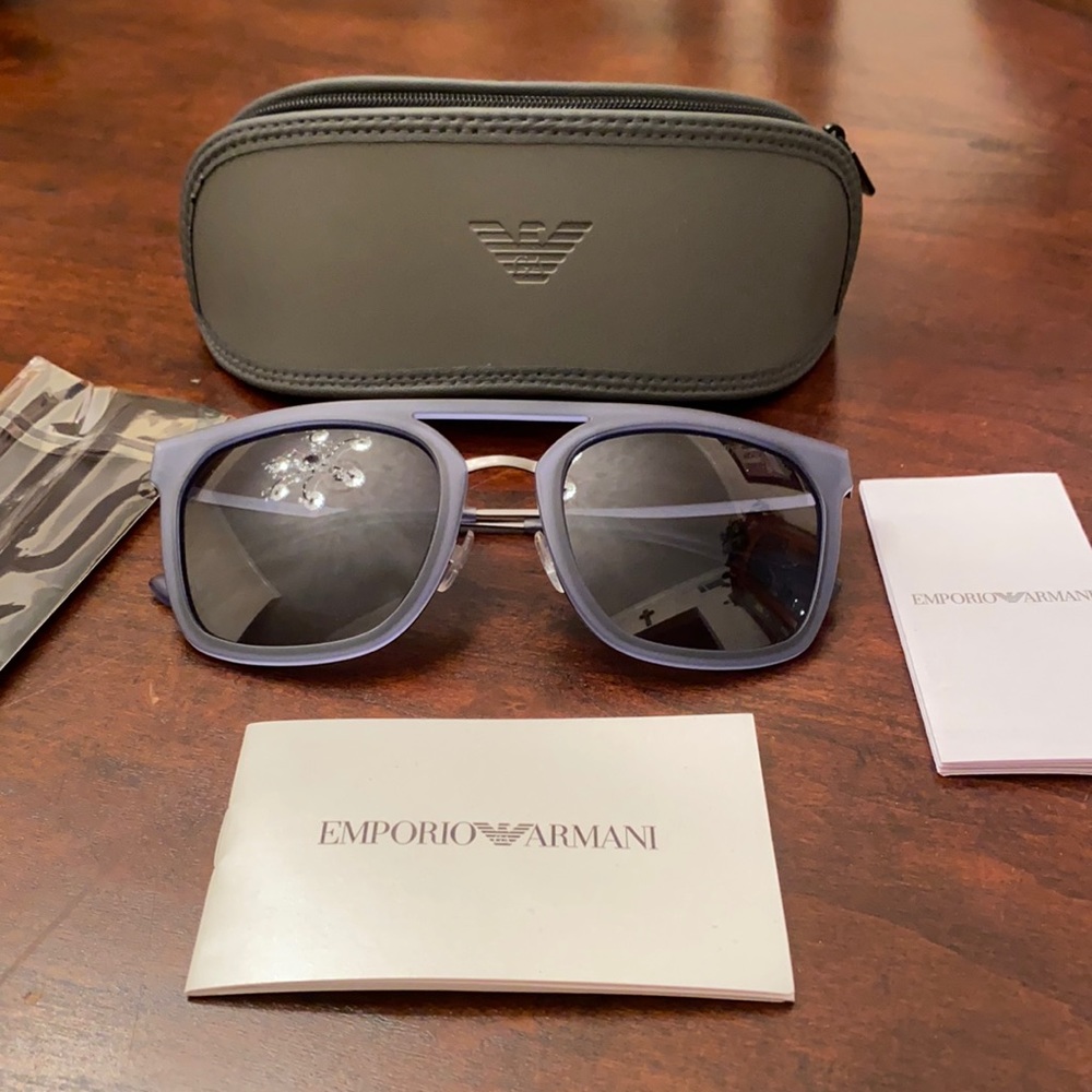 Emporio Armani Men's Blue Square Sunglasses